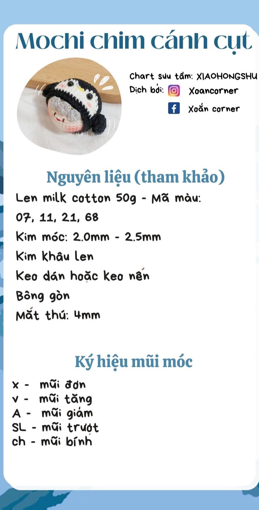 Hướng dẫn móc mochi chim cánh cụt