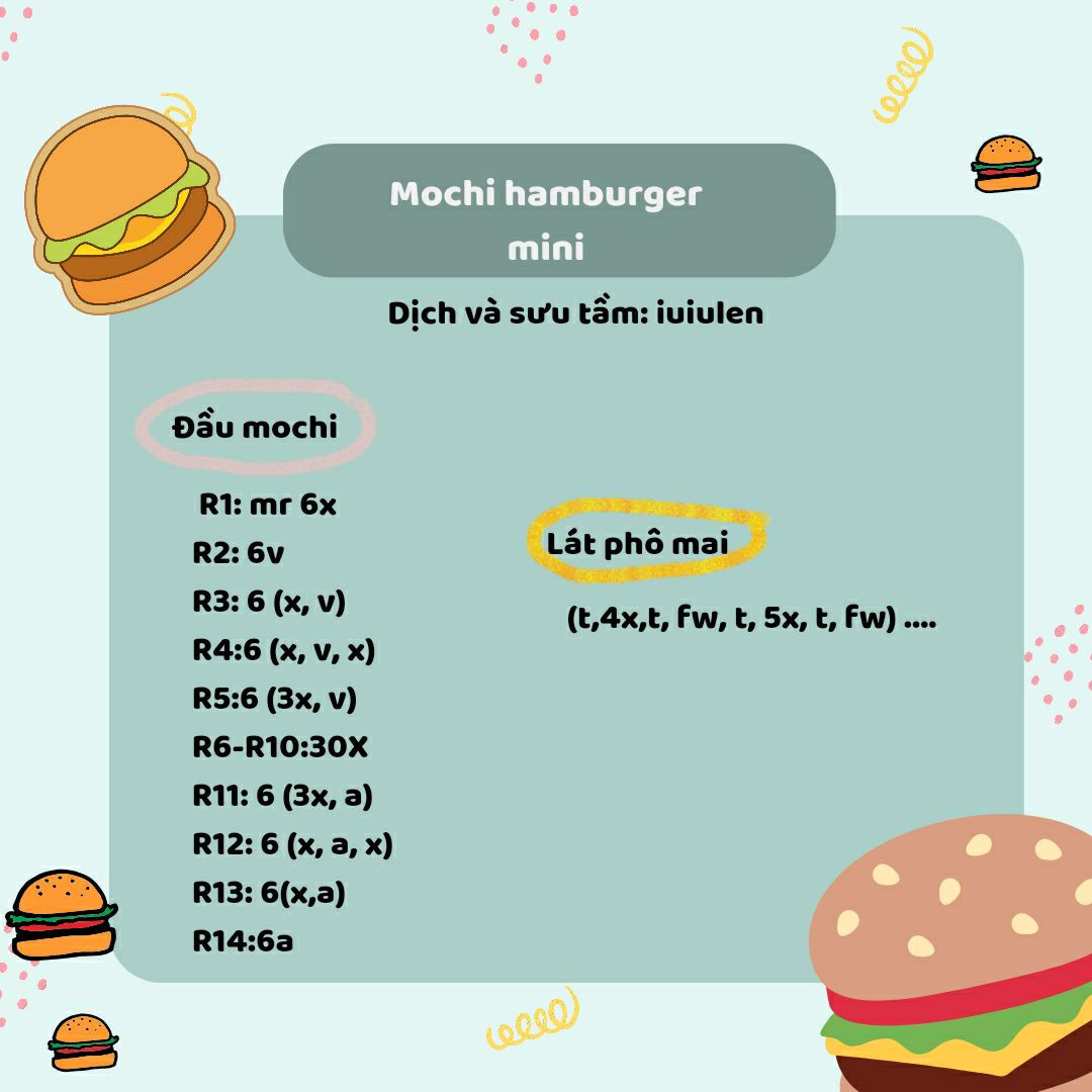 Hướng dẫn móc mochi hamburger mini