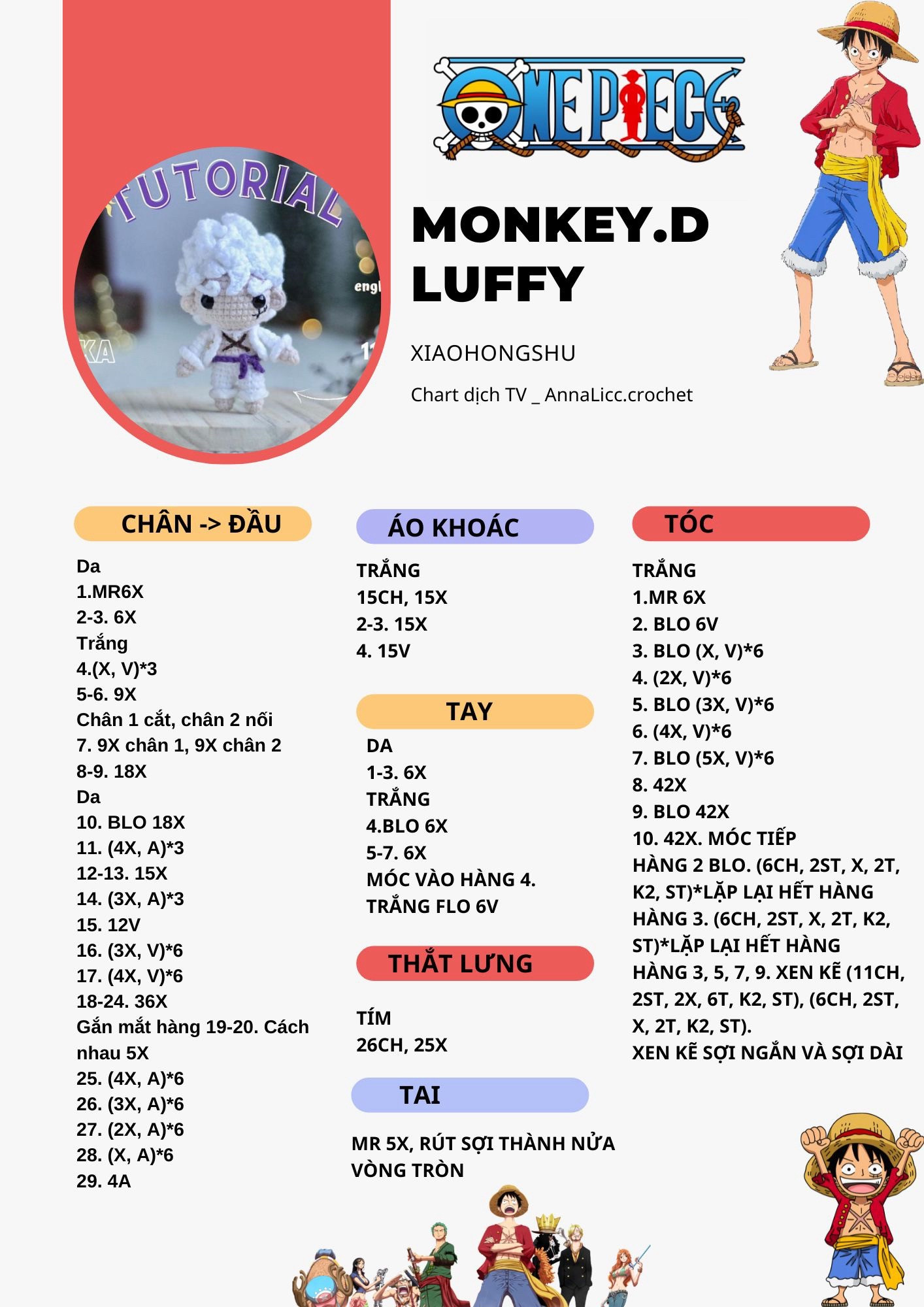 Hướng dẫn móc monkey.d luffy