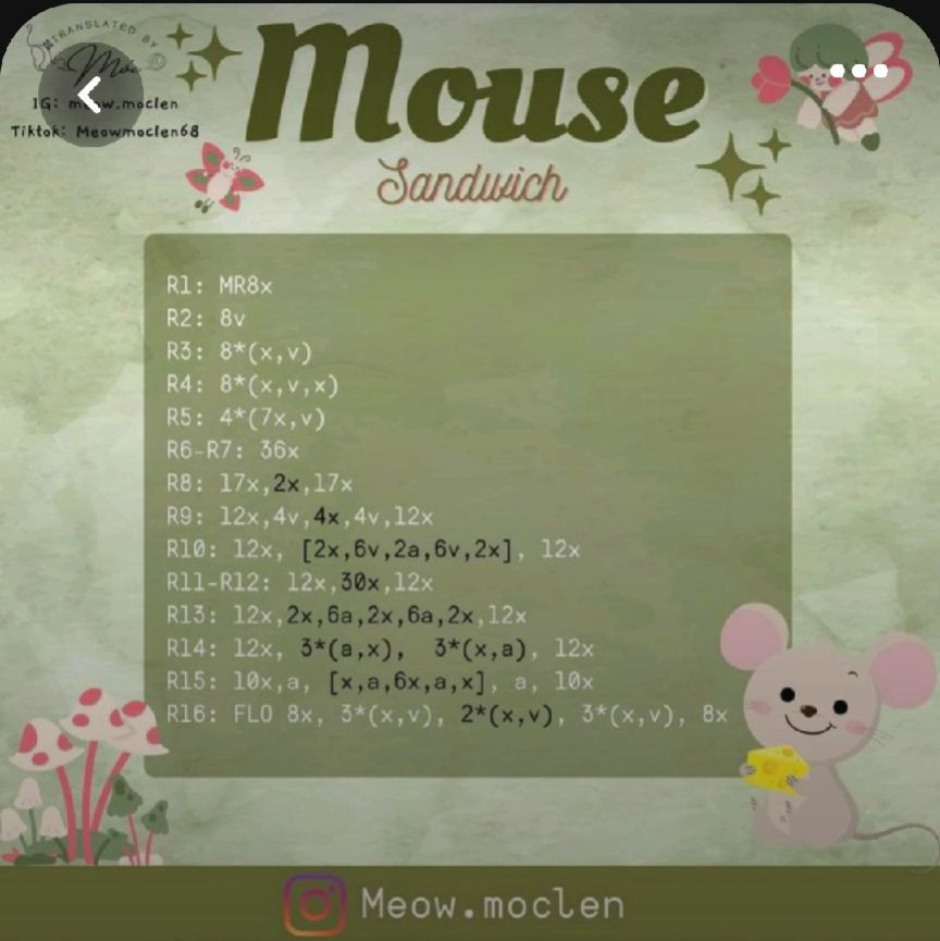 Hướng dẫn móc mouse sandwich (bánh mì chuột)
