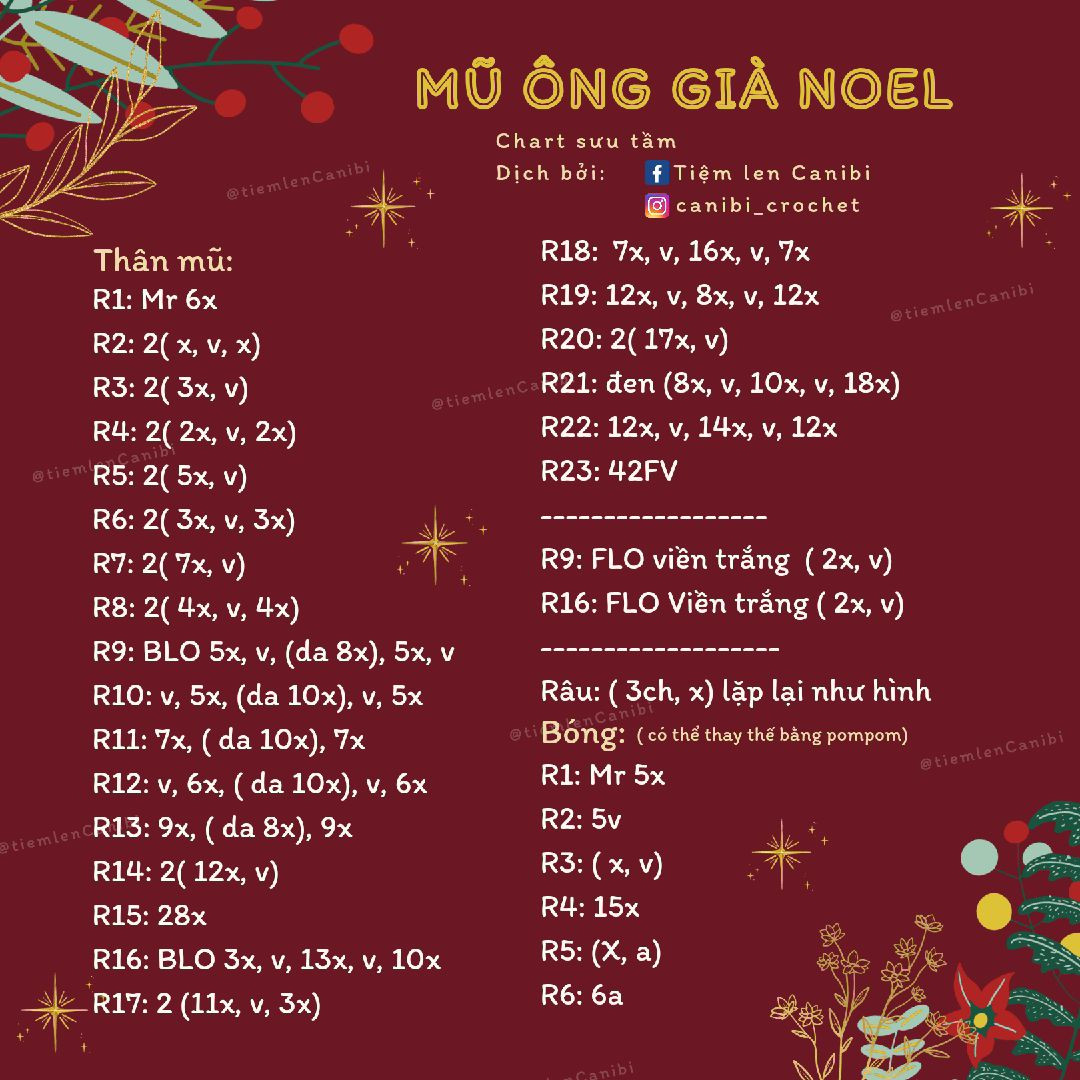 Hướng dẫn móc mũ cây thông noel