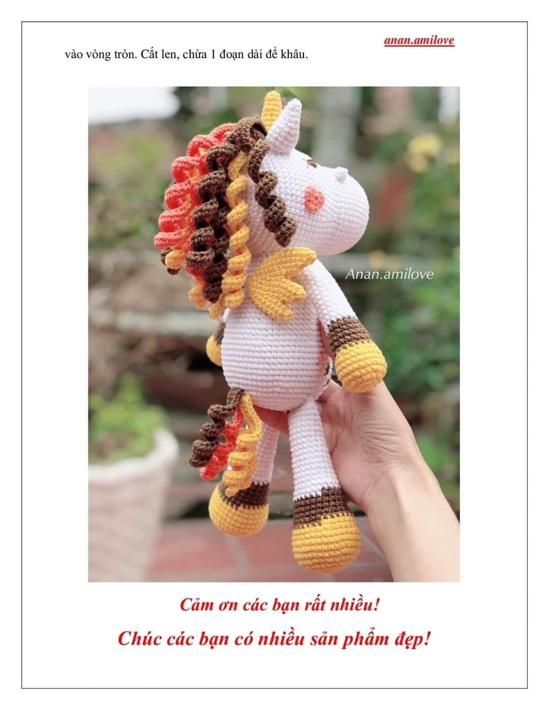 Hướng dẫn móc ngựa 1 sừng, kỳ lân (ngựa một sừng) pony unicorn