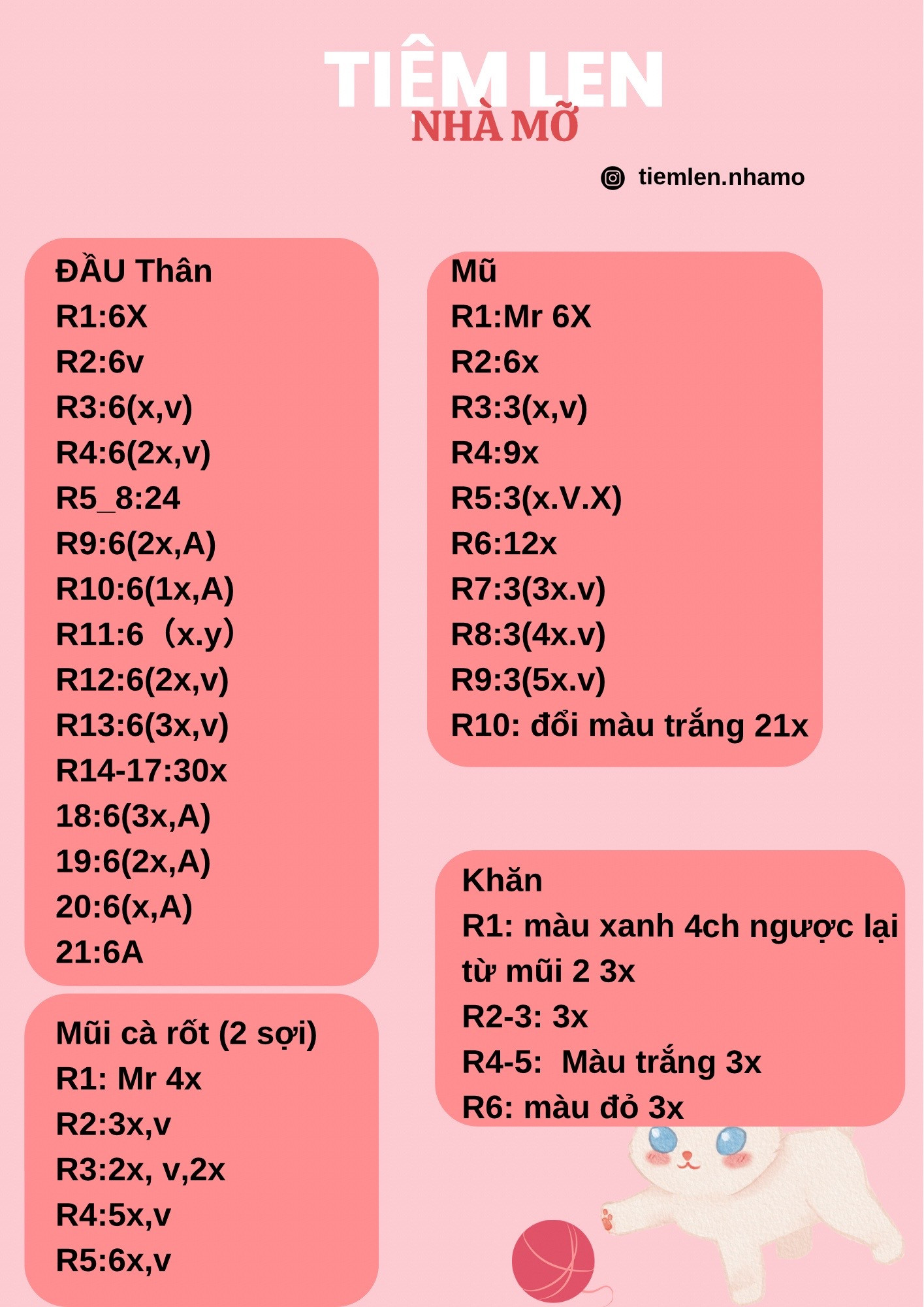 Hướng dẫn móc người tuyết quấn khăn màu đỏ đội mũ màu đỏ