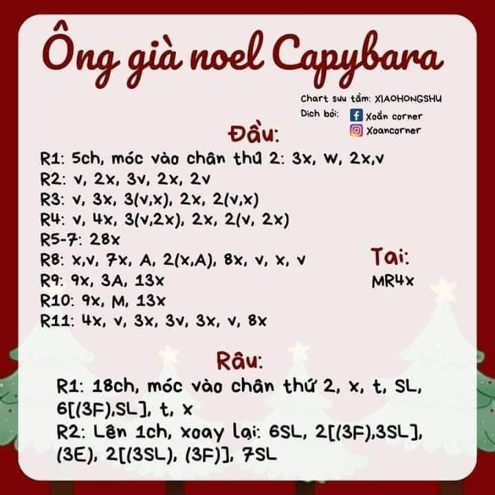 Hướng dẫn móc ông già noel capybara