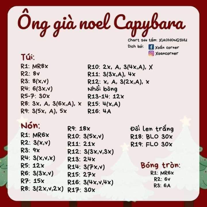 Hướng dẫn móc ông già noel capybara