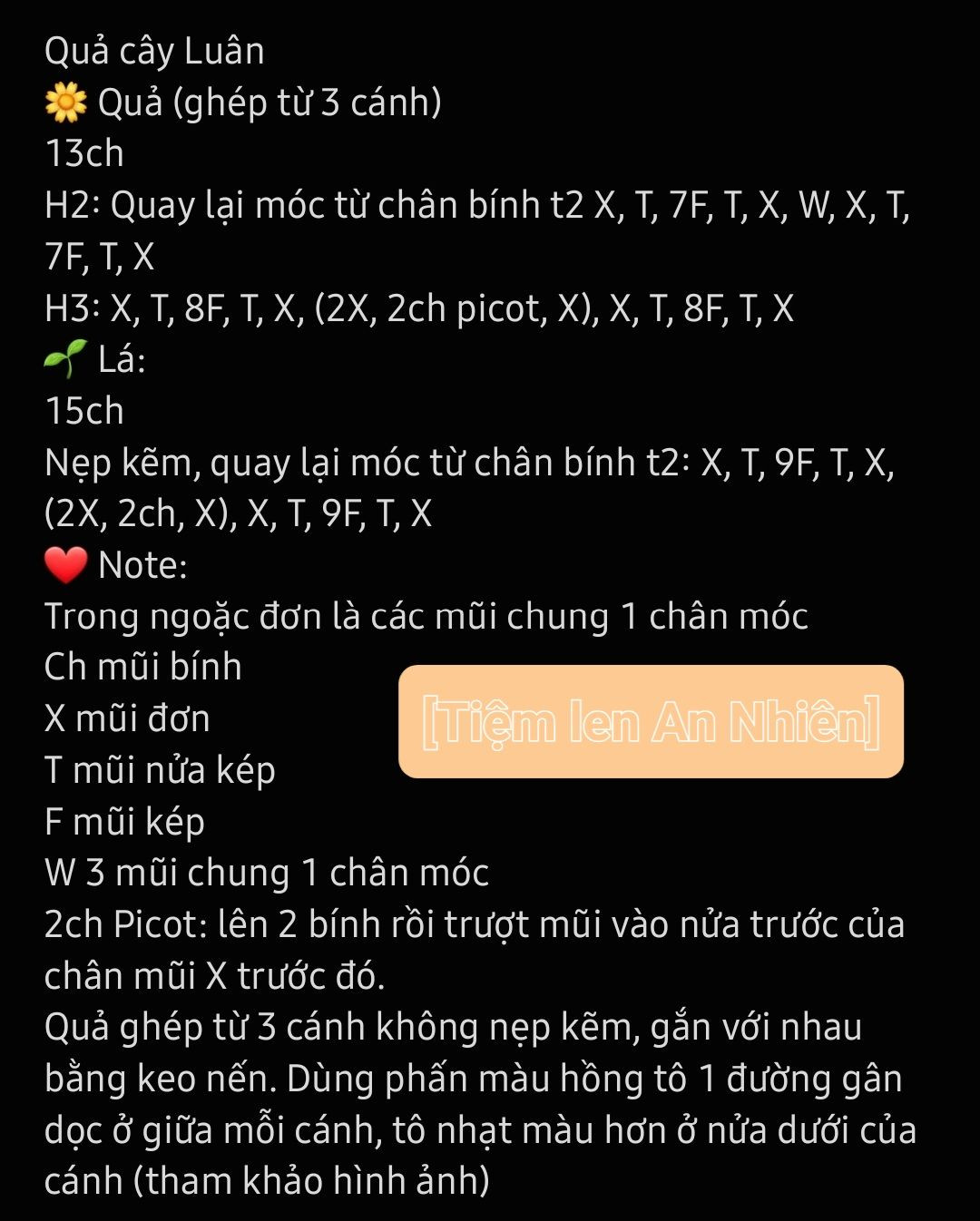 Hướng dẫn móc quả cây luân