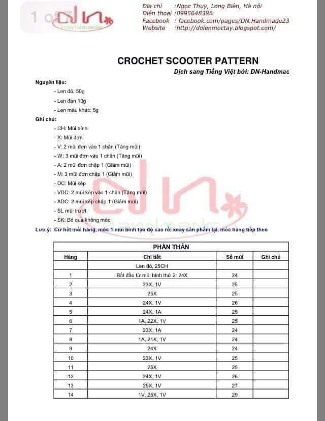 Hướng dẫn móc scooter pattern