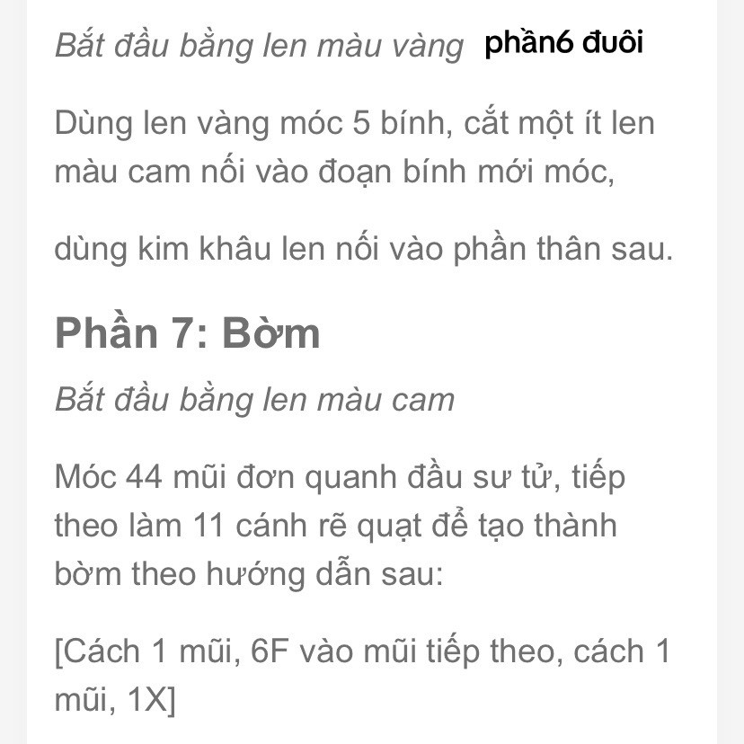 Hướng dẫn móc sư tử bằng len