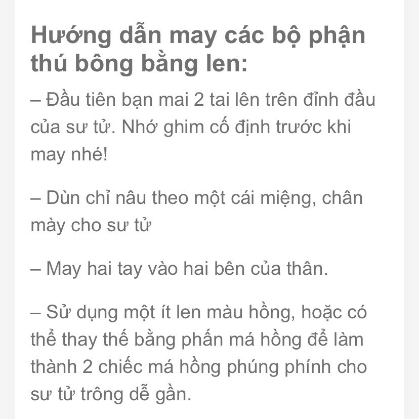 Hướng dẫn móc sư tử bằng len