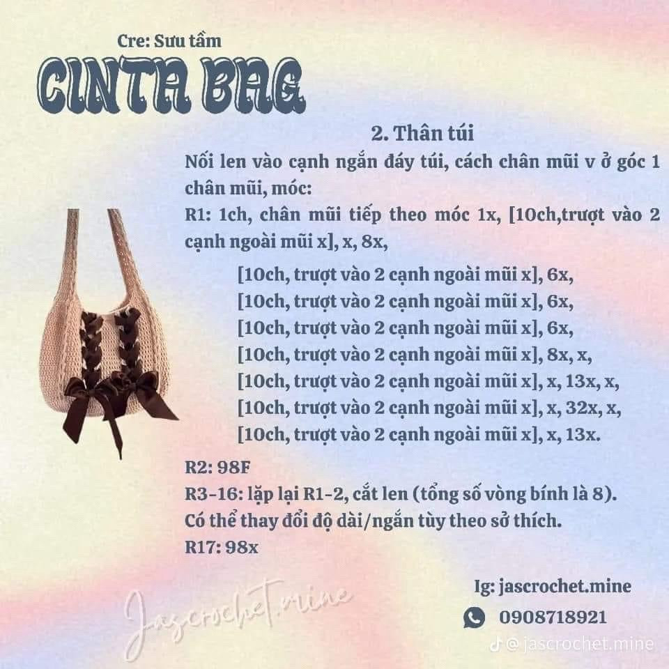 Hướng dẫn móc túi cintabag