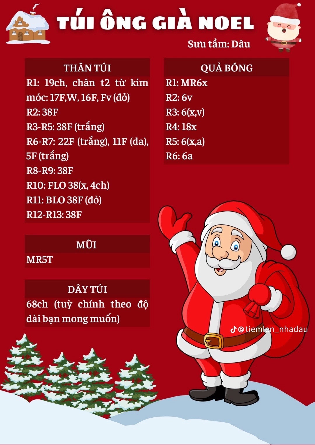 Hướng dẫn móc túi ông già noel