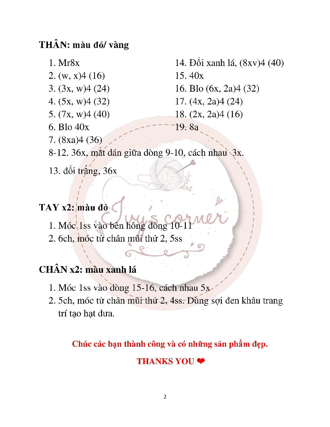 Hướng dẫn móc viên dưa hấu