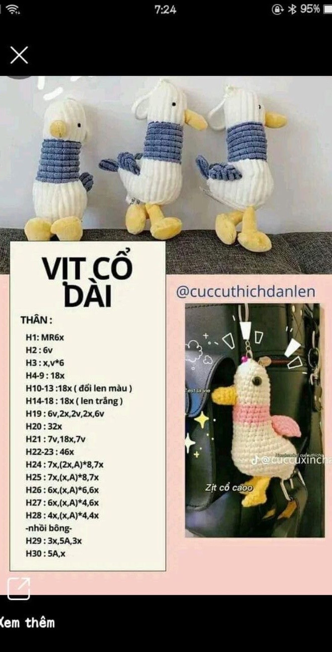 Hướng dẫn móc vịt cổ dài