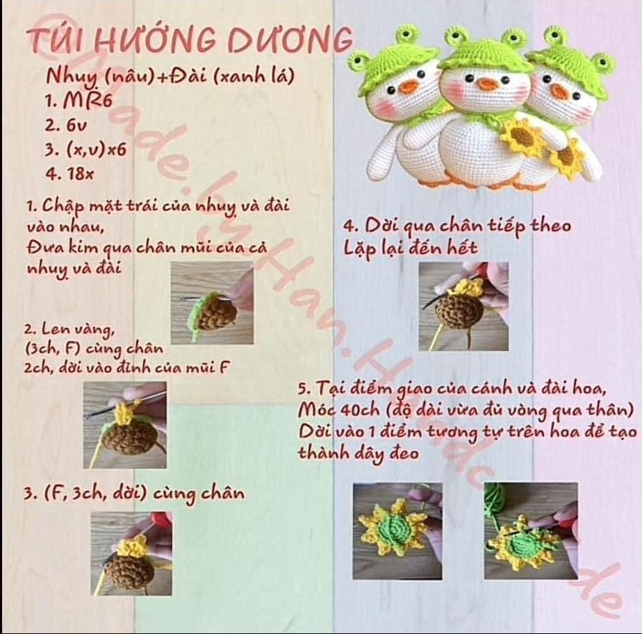 Hướng dẫn móc vịt đội mũ ếch