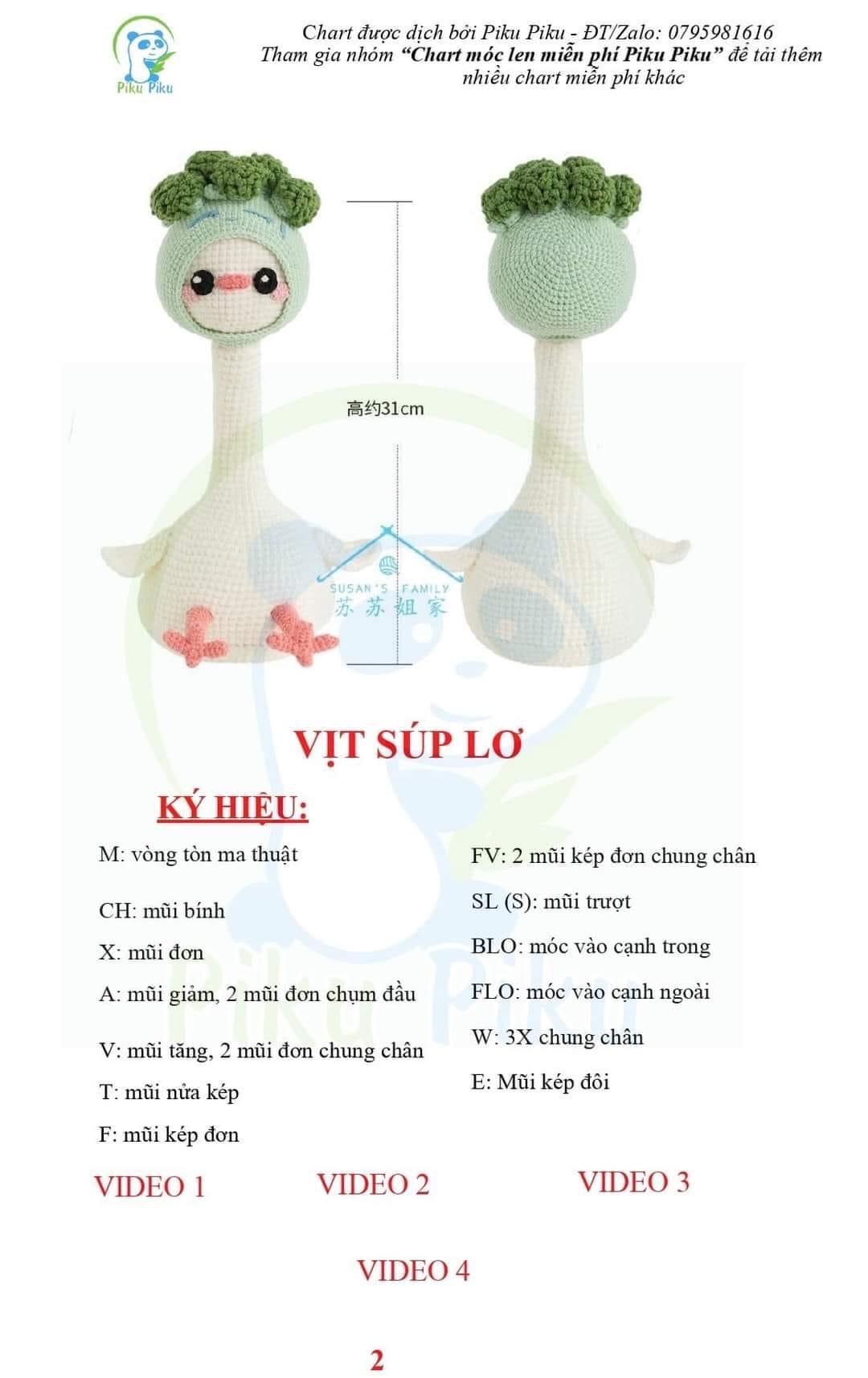 Hướng dẫn móc vịt súp lơ vịt hành lá,vịt hoa hướng dương