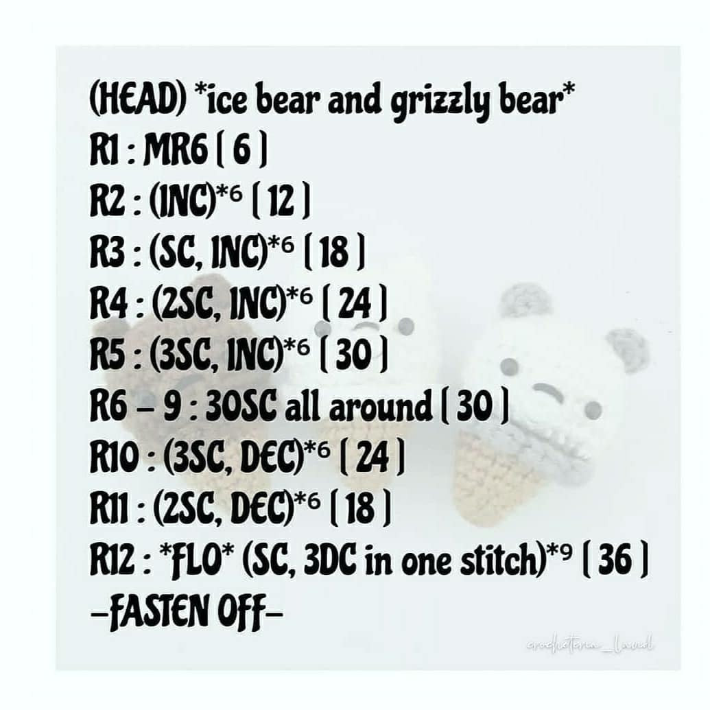 ice bear and grizzly bear crochet pattern