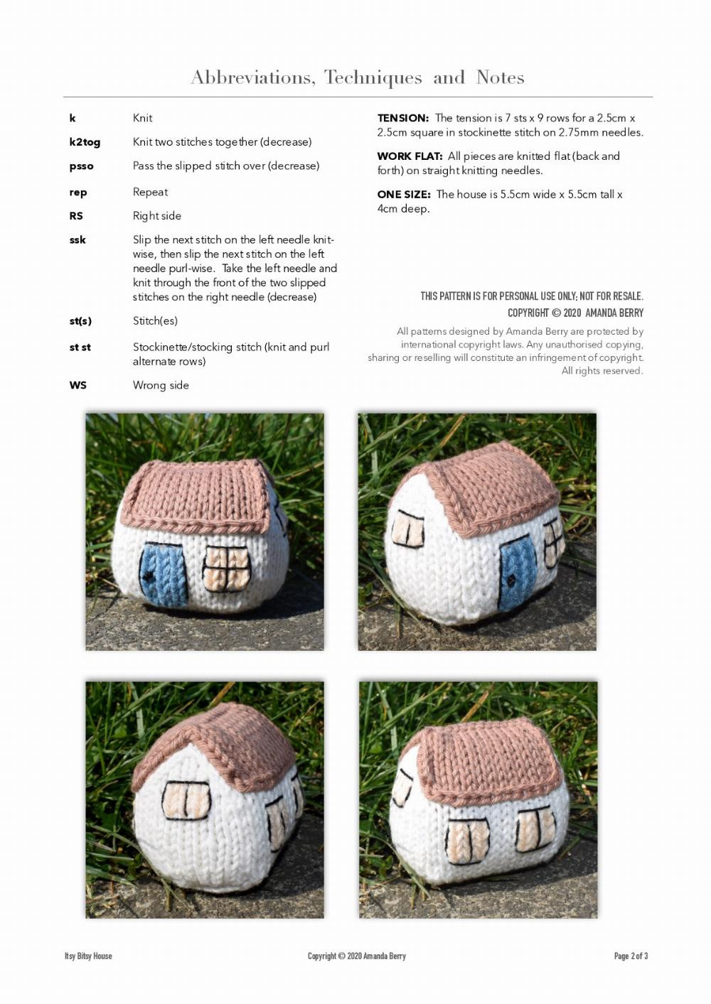 * Itsy Bitsy House * Knitting pattern