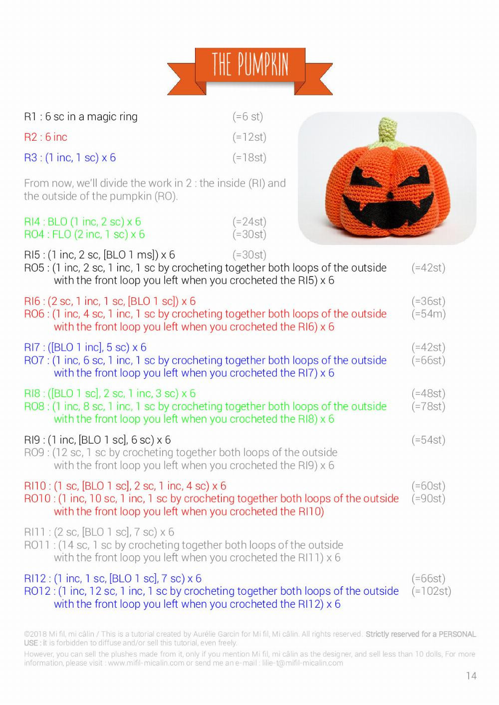 JACK O' LANTERN English pattern