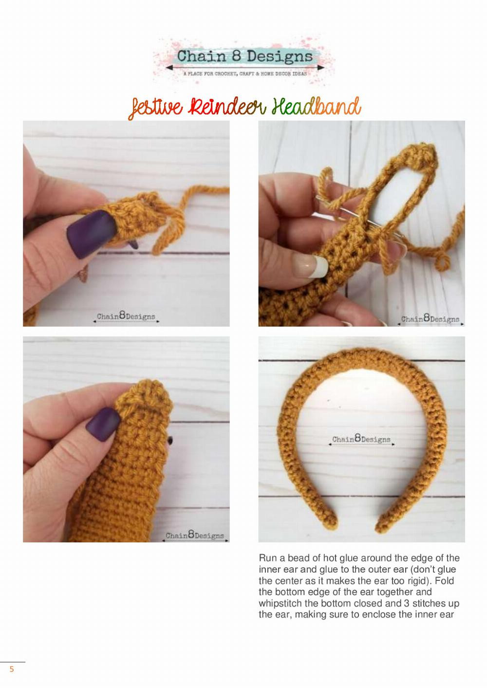 jestwe reindeer headband crochet pattern
