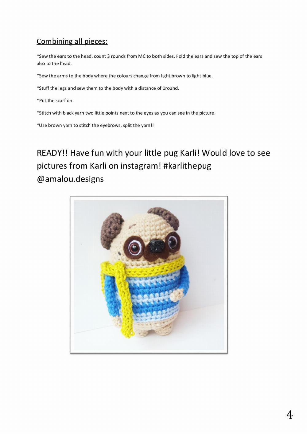 Karli the pug crochet pattern