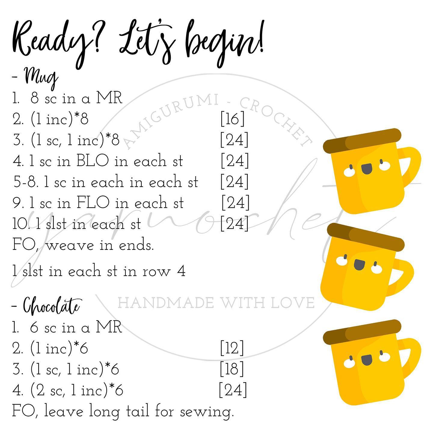 Kawaii chocolate mug FREE PATTERN