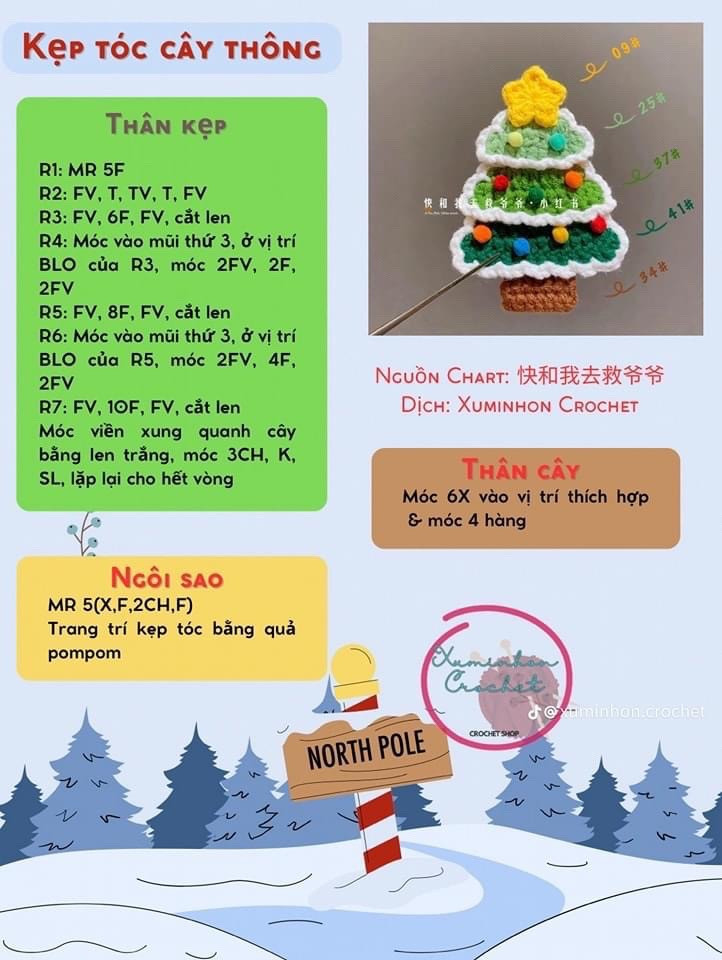 Kẹp tóc cây thông, cây thông noel heo, cây thông noel, thần lùn lori. móc treo điện thoại