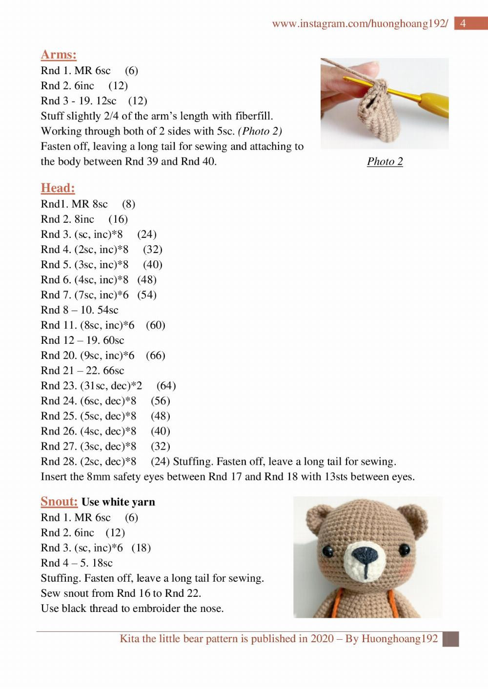 Kita the little bear crochet pattern