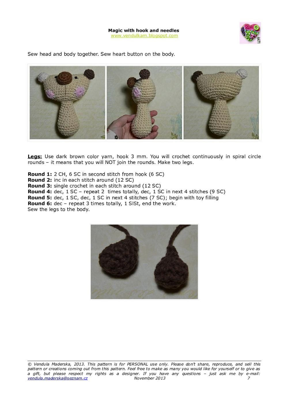 Little bear crochet pattern with a scarf