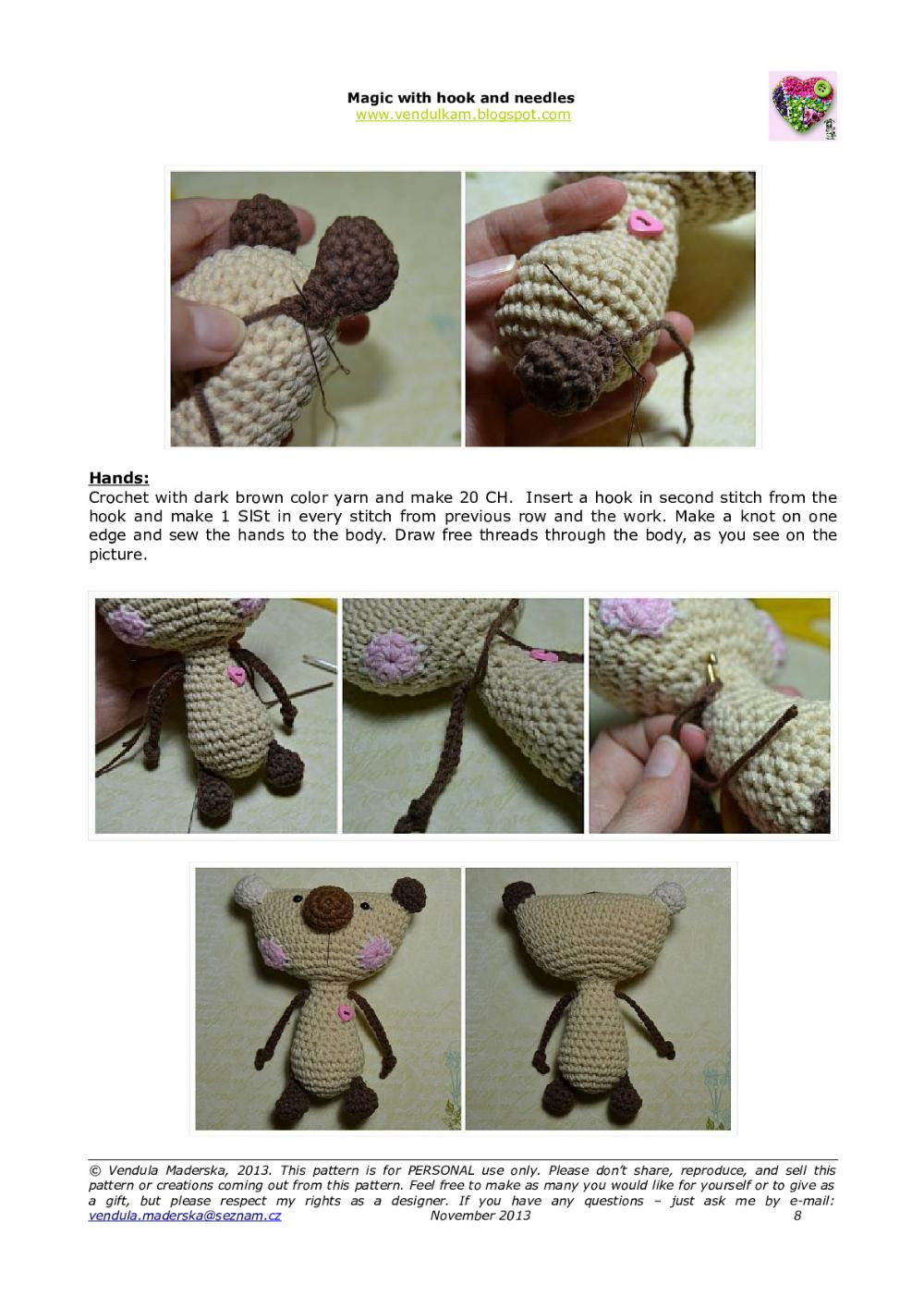 Little bear crochet pattern with a scarf