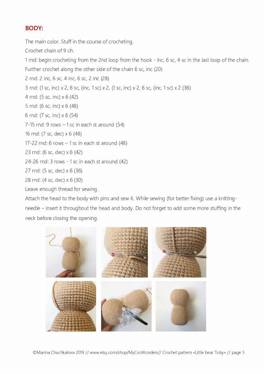LITTLE BEAR TOBY crochet toy pattern