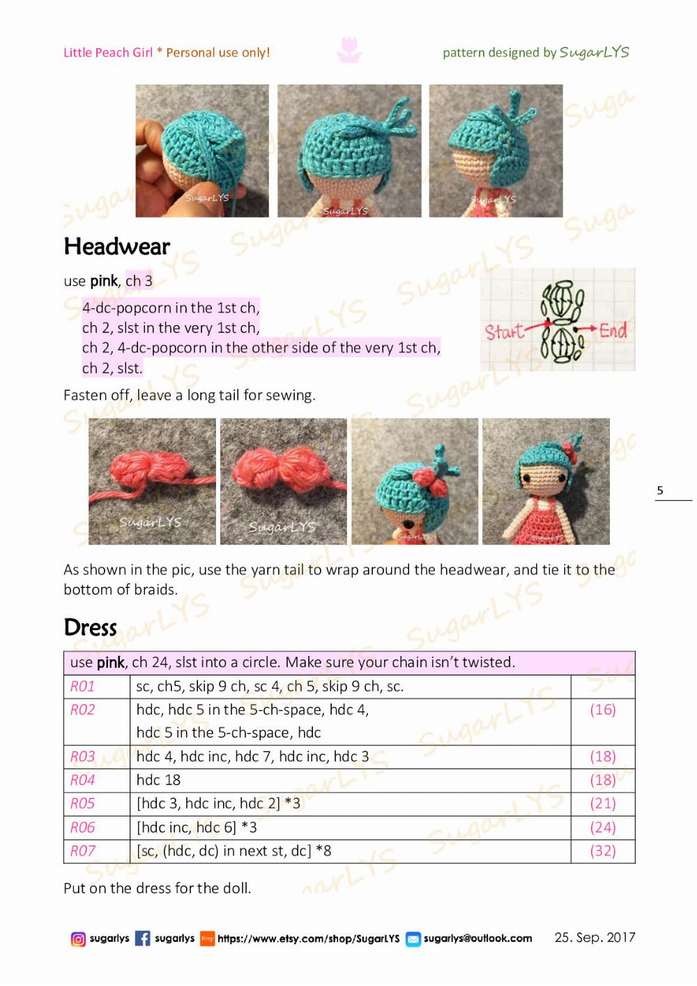 Little Peach Girl crochet pattern