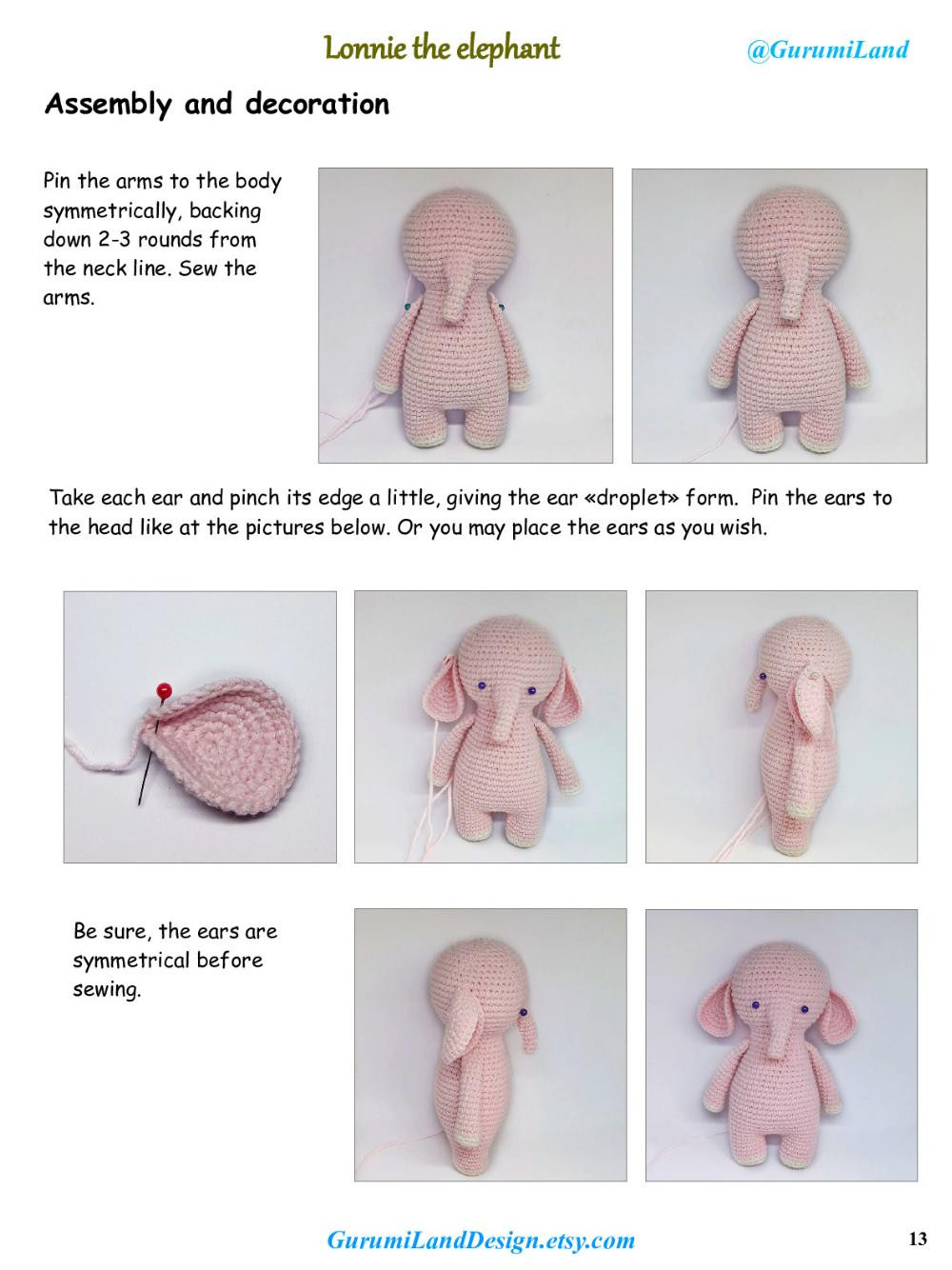 Lonnie the elephant Crochet pattern