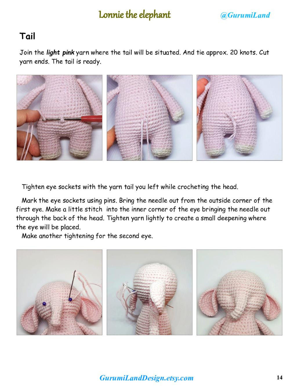 Lonnie the elephant Crochet pattern