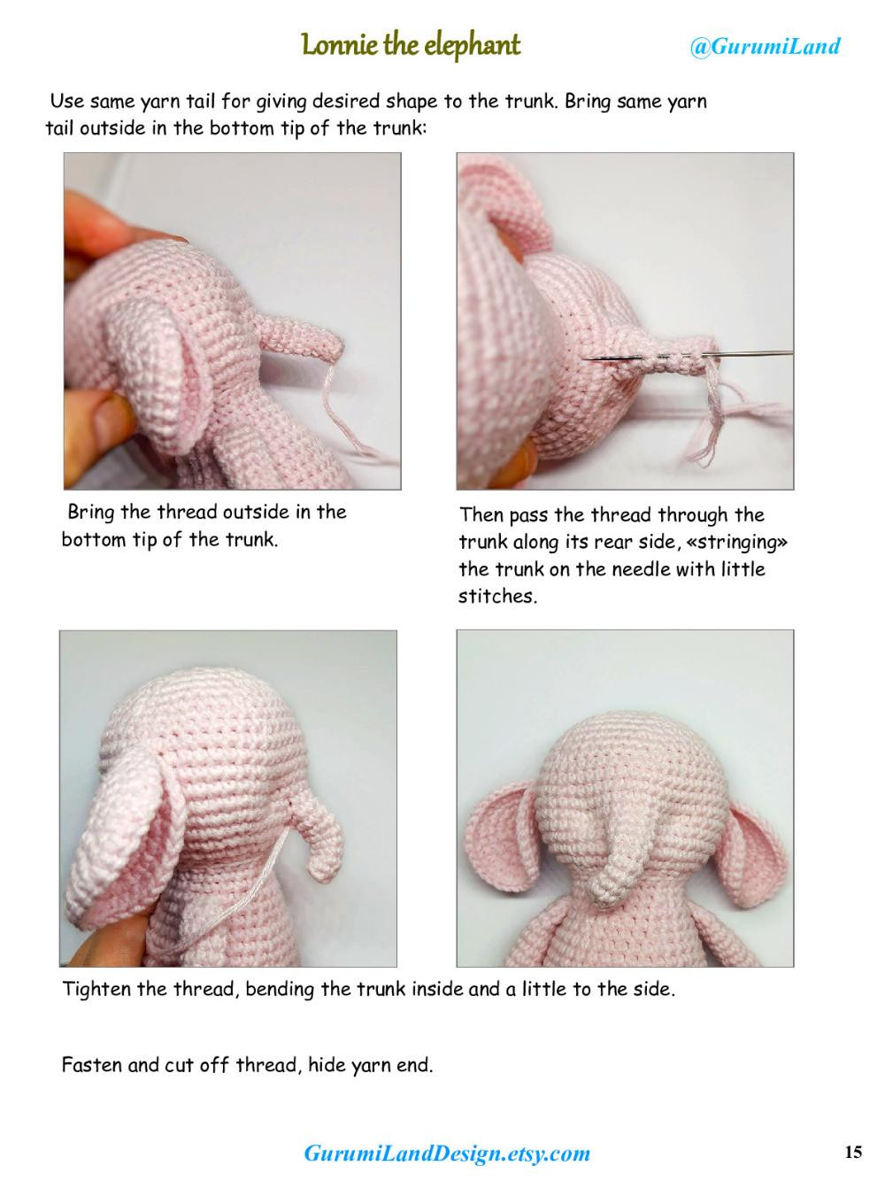 Lonnie the elephant Crochet pattern