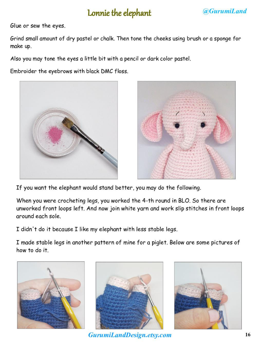 Lonnie the elephant Crochet pattern