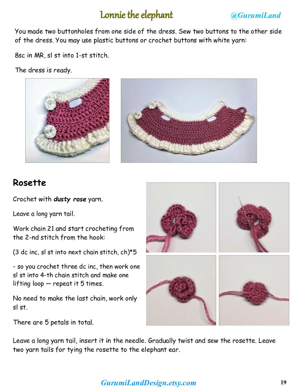 Lonnie the elephant Crochet pattern