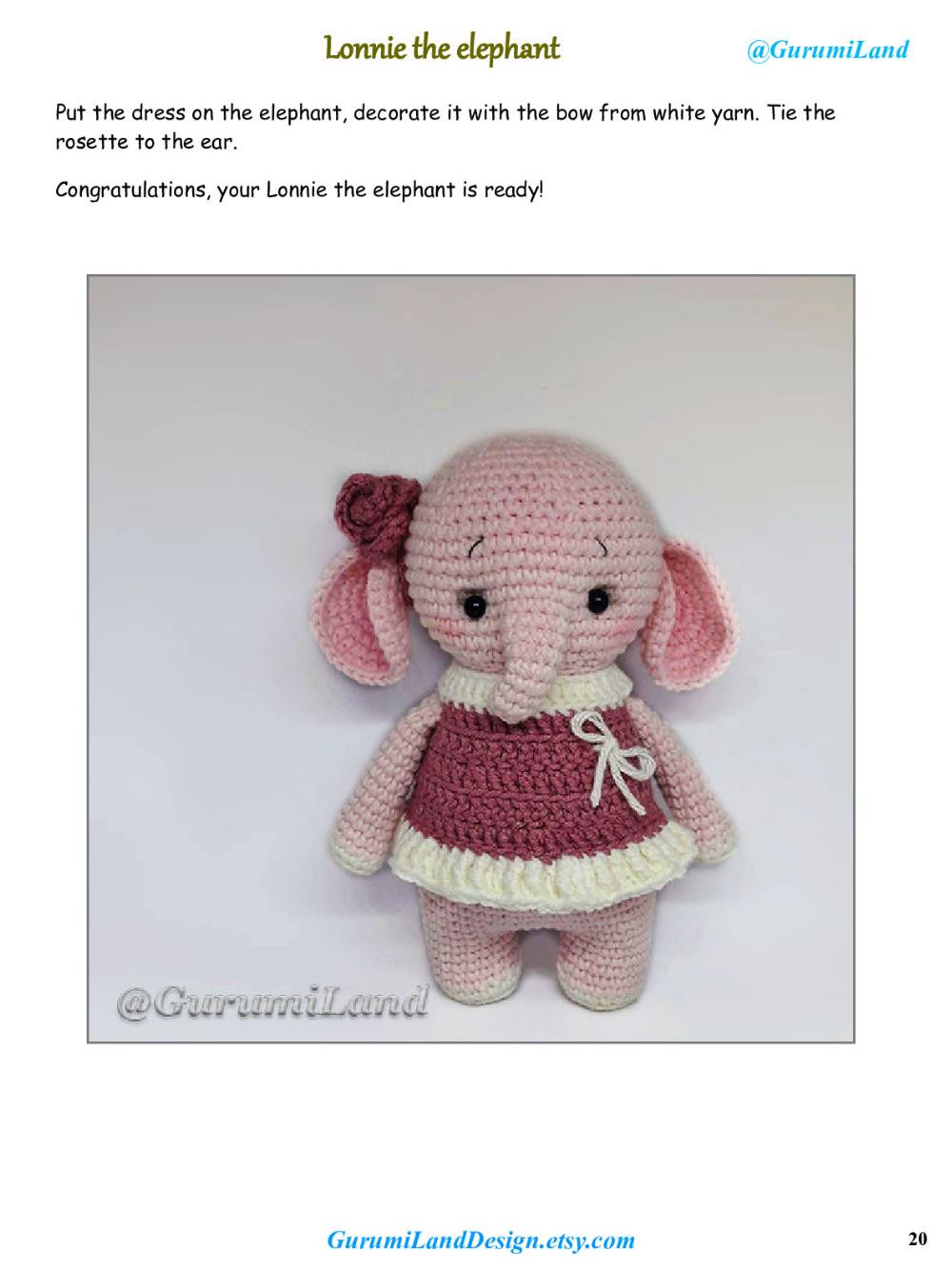 Lonnie the elephant Crochet pattern