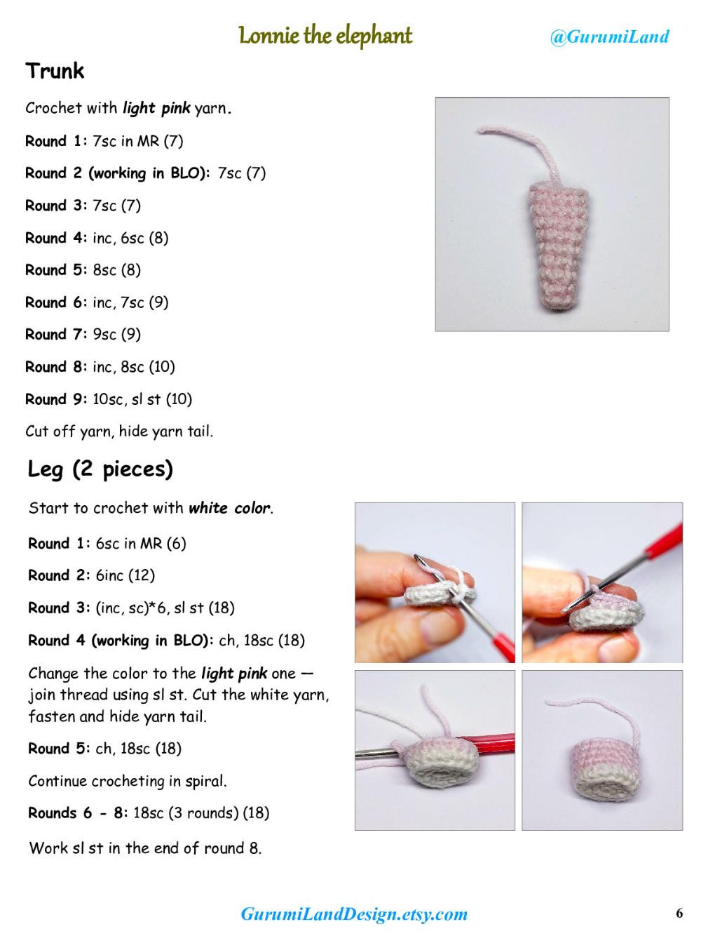 Lonnie the elephant Crochet pattern