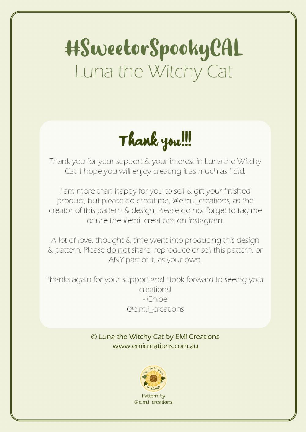 Luna the Witchy Cat Pattern