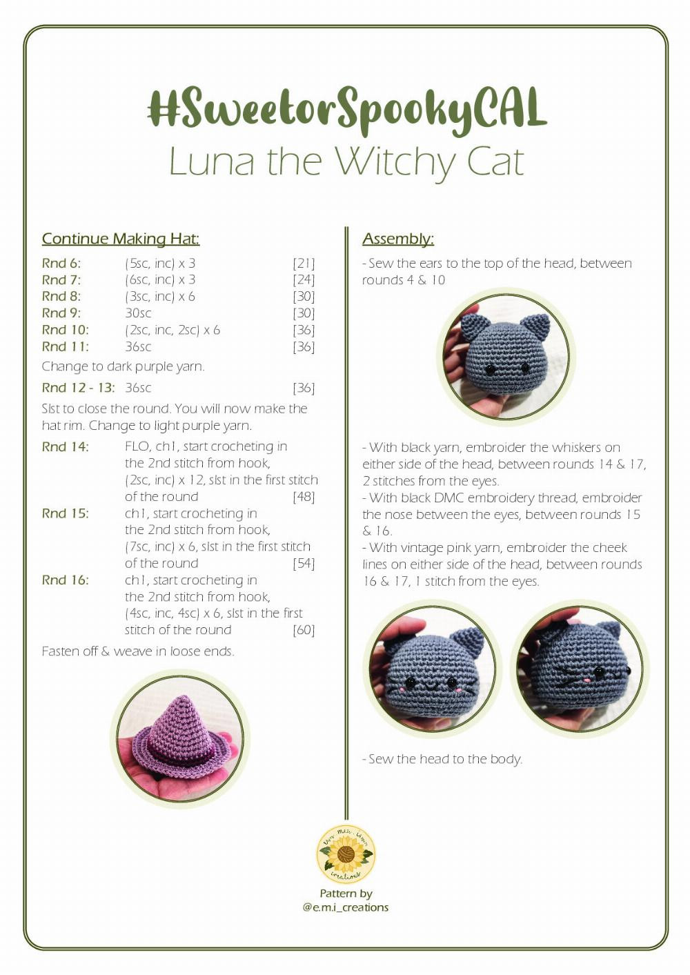 Luna the Witchy Cat Pattern