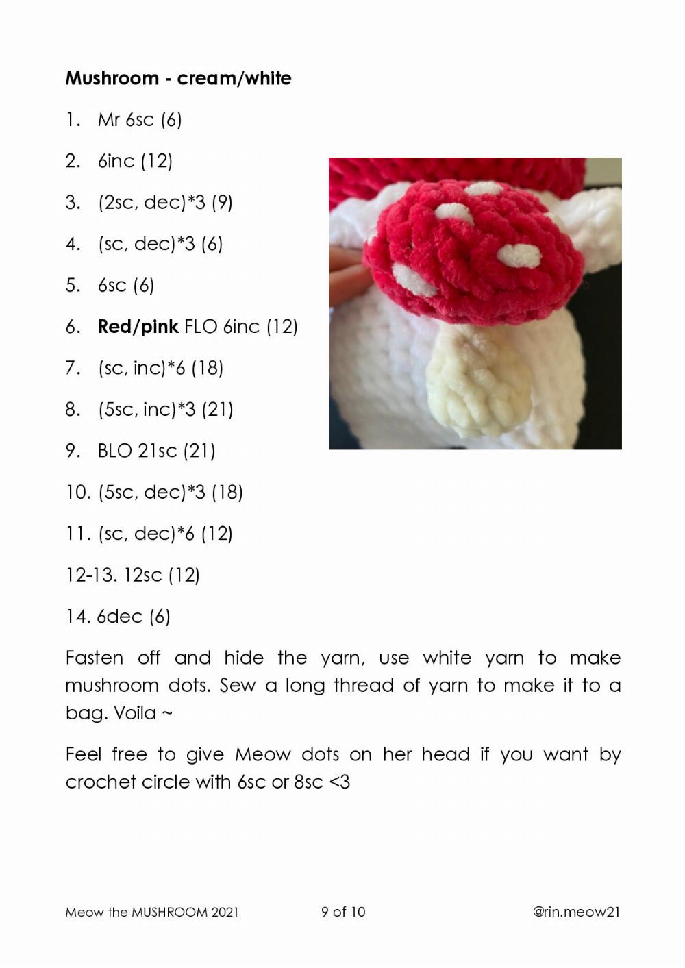 Meow the MUSHROOM crochet pattern