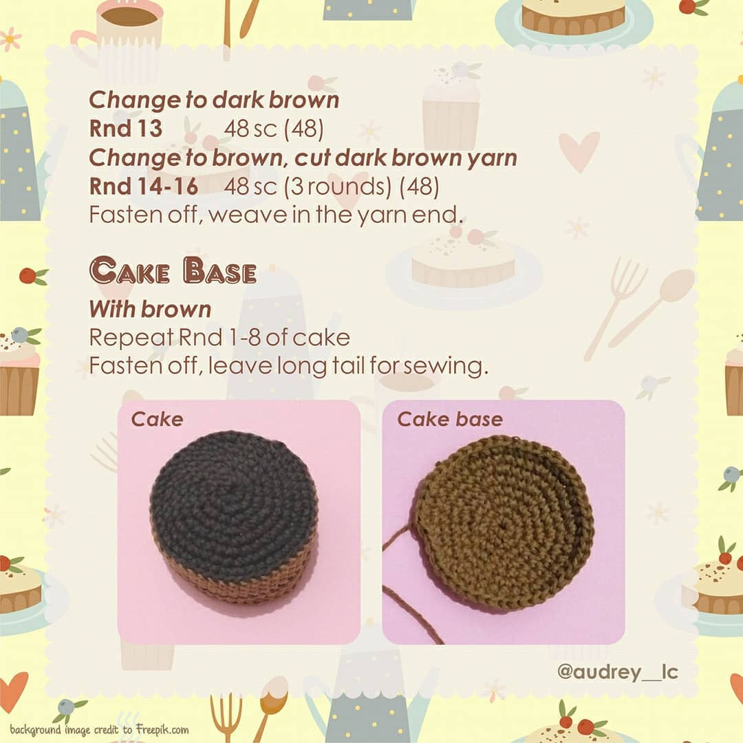 mini chocolate cake free crochet pattern (full)