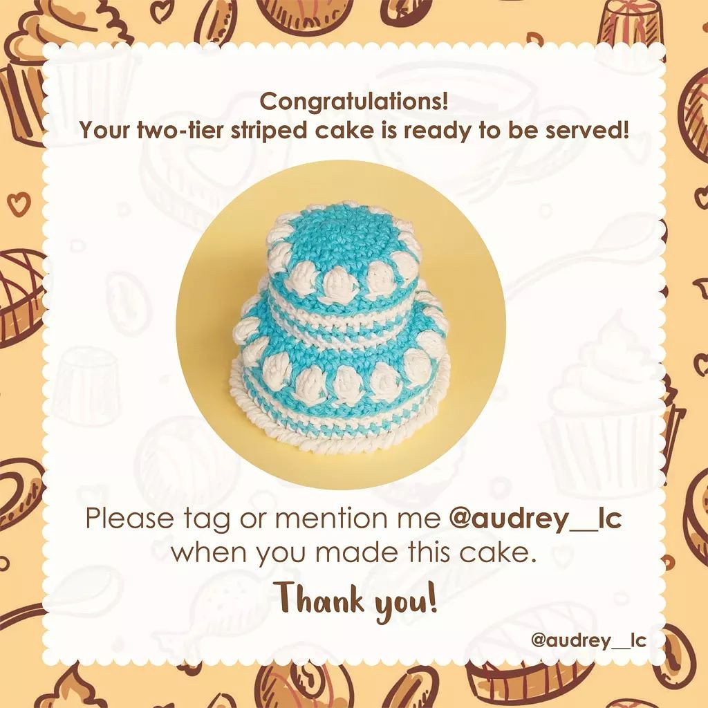 mini two tier striped cake free crochet pattern