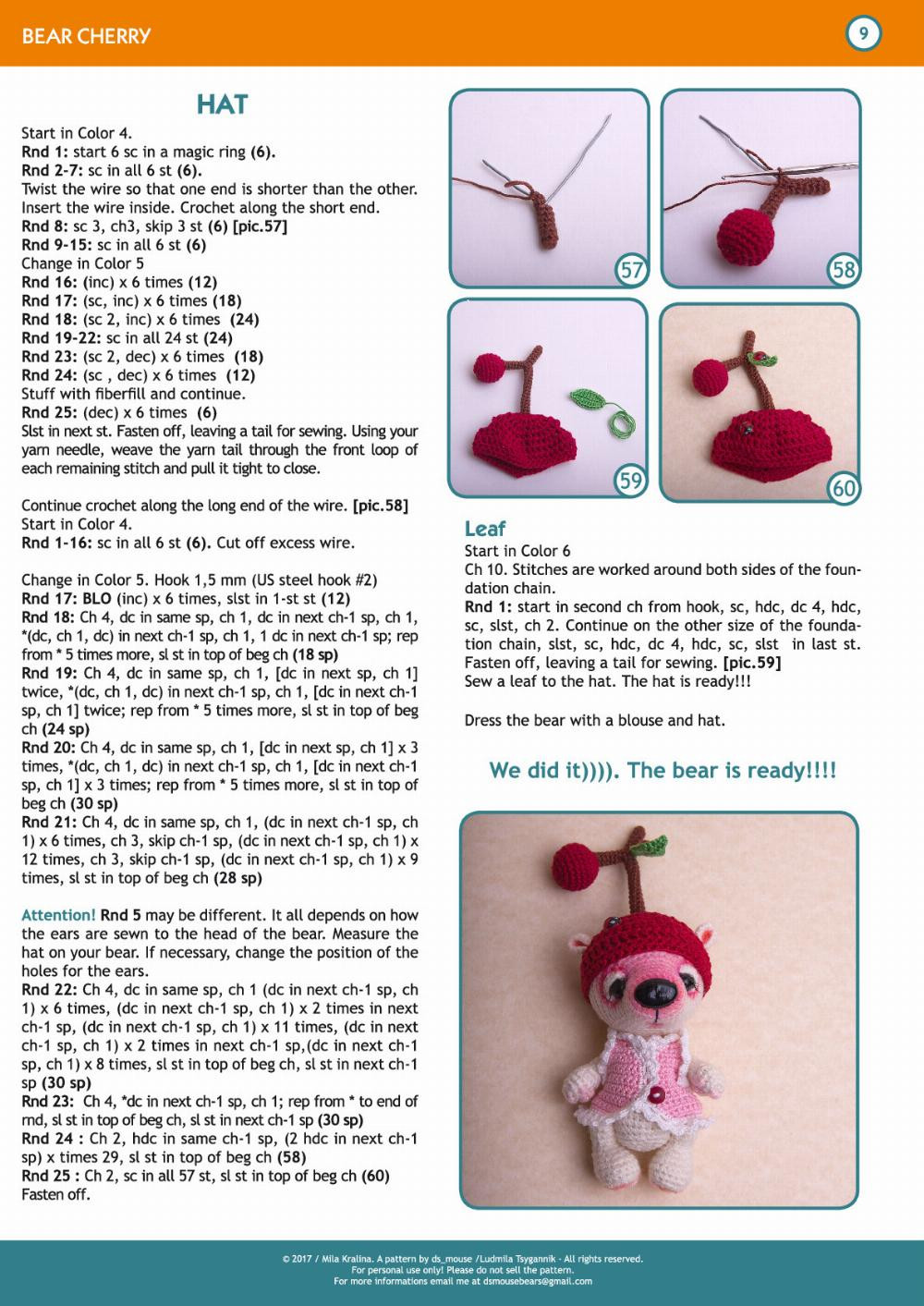 miniature bear cherry crochet pattern