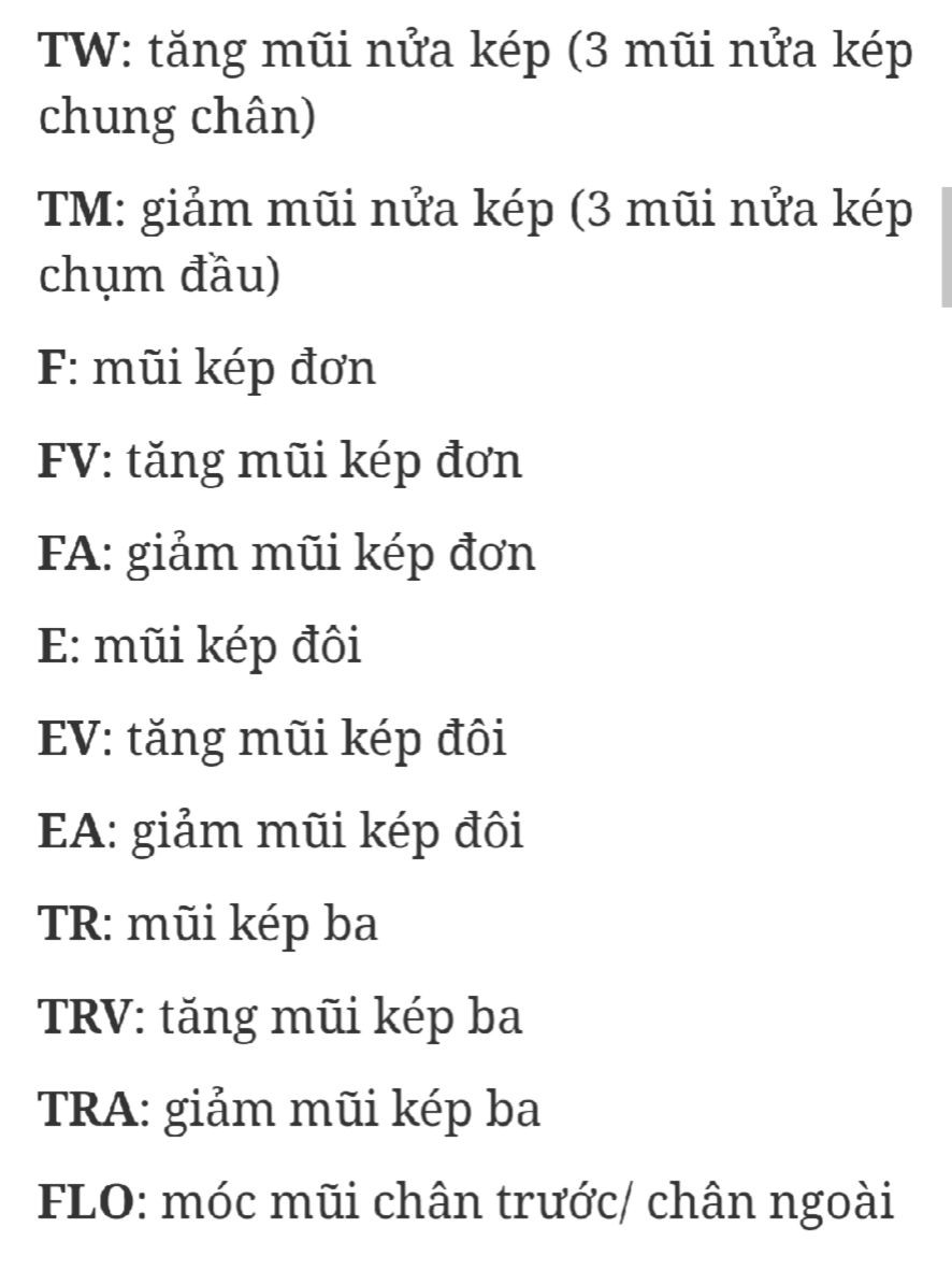 Một số kí hiệu móc len.