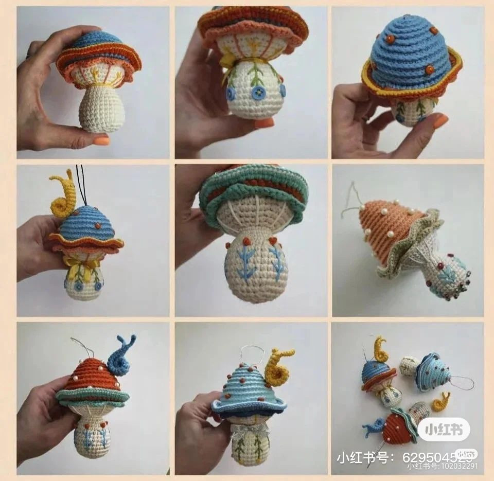 Mushroom keychain crochet pattern