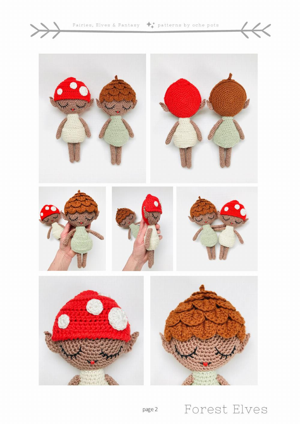 OCHE POTS PRESENTS Enoki the Mushroom Elf AND Belka the Acorn Elf CROCHET PATTERNS