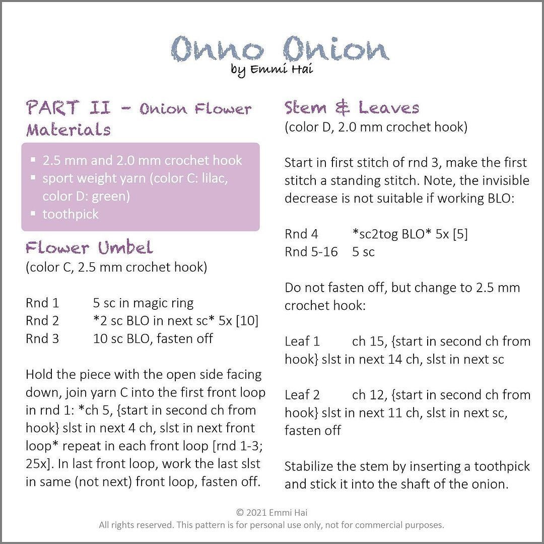 onno onion flowering crochet pattern