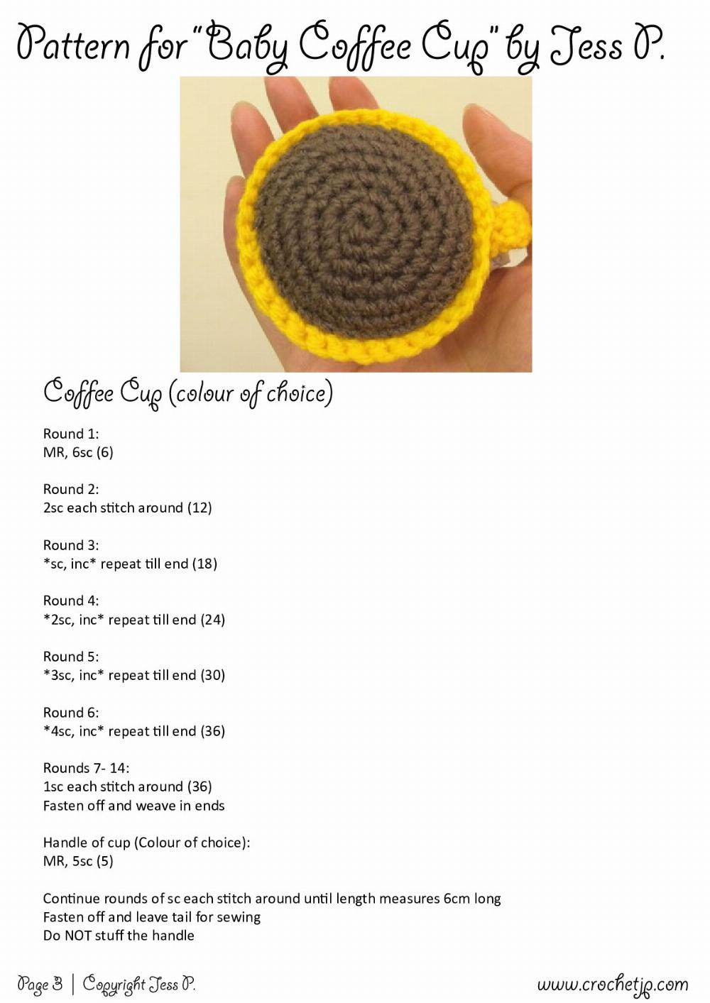 Pattern for “Baby Coffee Cup”