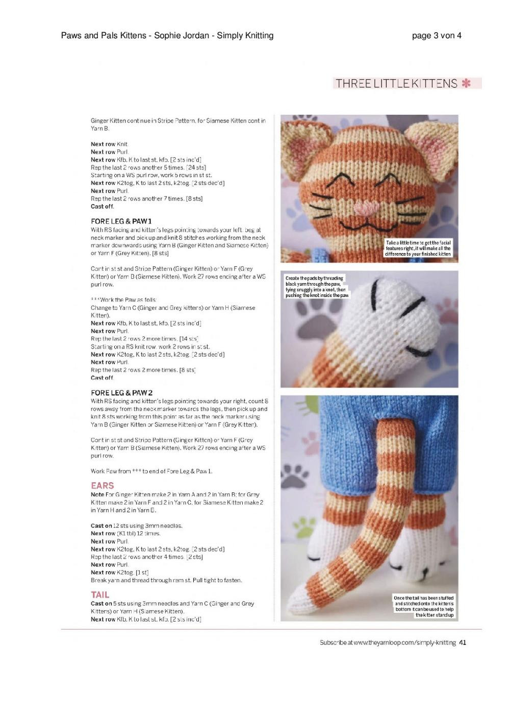 Paws and Pals Kittens - Sophie Jordan crochet pattern